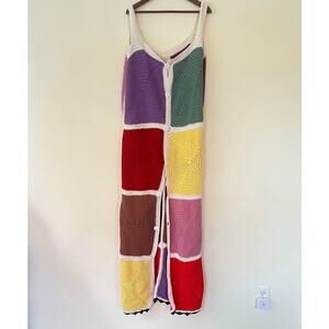 MoMo New York Crochet Patchwork Sleeveless Maxi Cardigan Multicolor Size OS
